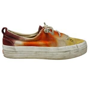 Sperry Tie Dye Platform Sneaker Lace Up Shoe Casual Boat Beach Resort - 9